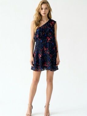 parker one shoulder ruffle dress Parker Eden Silk Tiered One Shoulder Mini